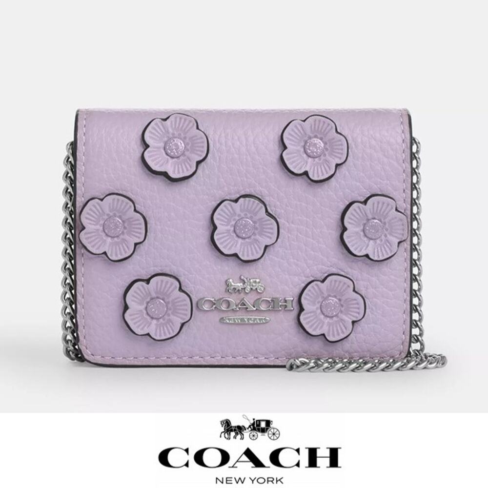 🌸 Coach Mini Wallet On A Chain With Floral Applique